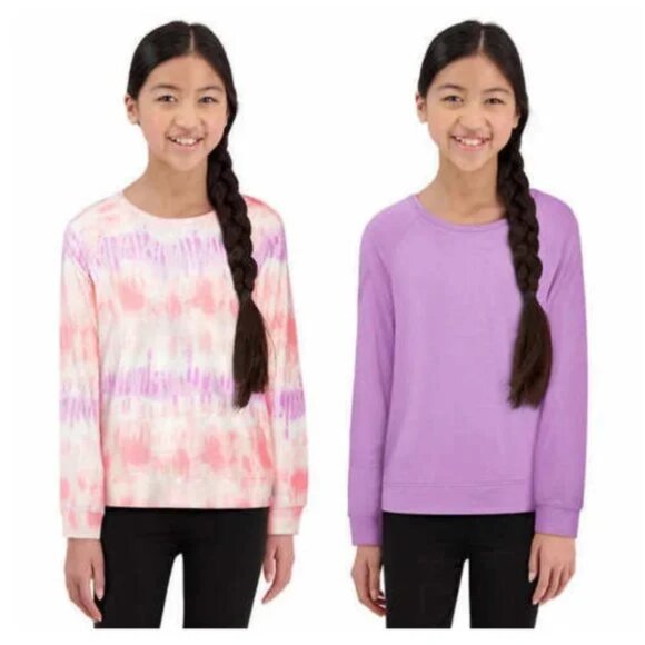 NEW Lucky Brand Pack of 2 Set Long Sleeve Knit Tie Dyed Solid Pullover top Shirt - Picture 1 of 5